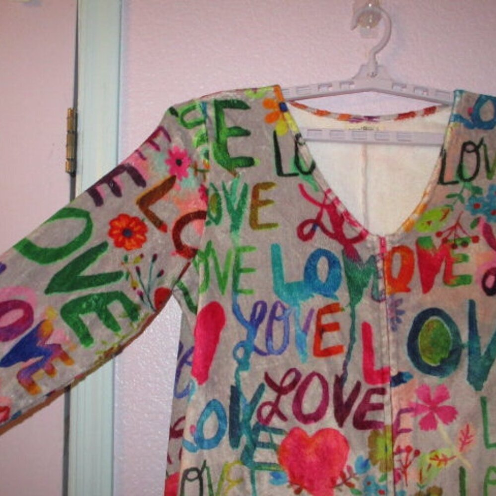 Natural Life Sherpa Fleece One Piece Pajamas Size L Rainbow Love Loungewear EUC - Picture 2 of 11